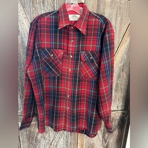 Field Master - Vintage Plaid Flannel Mens 16/16.5 Camping Outdoor Shirt